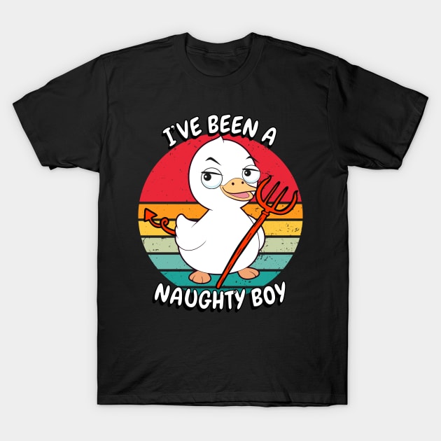 Cute white duck is a naughty boy T-Shirt by Pet Station